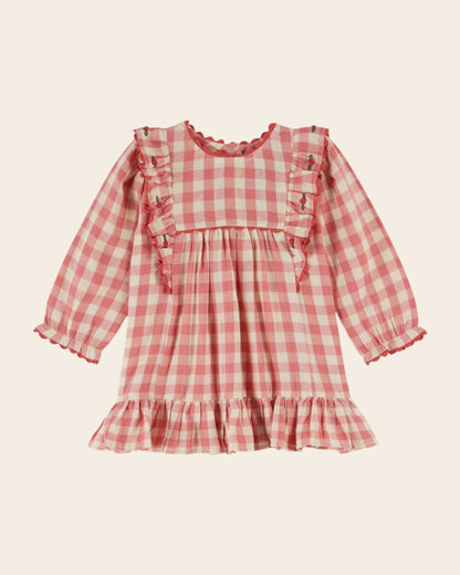 Robe - Volanté vichy rose