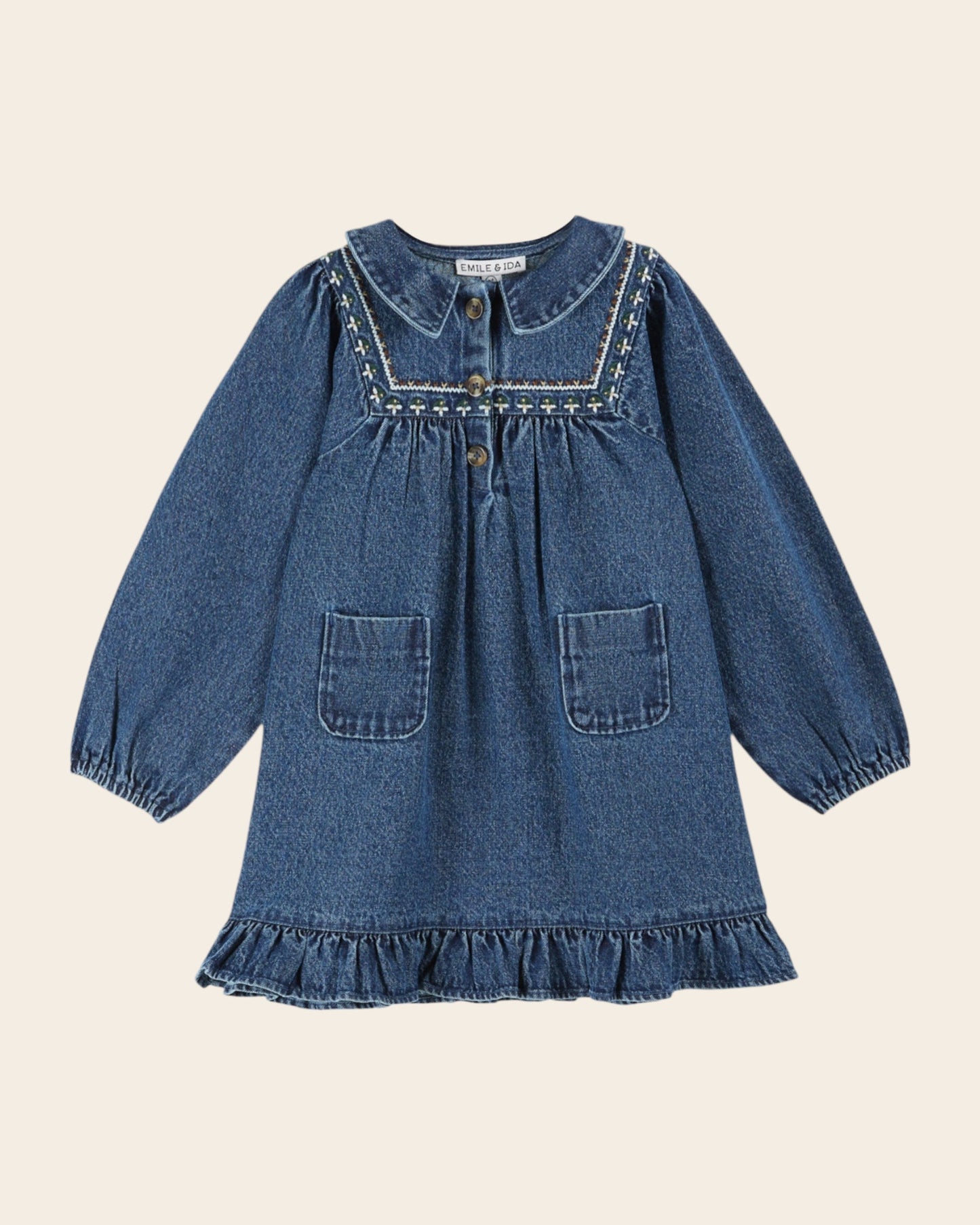 Robe - Brodé denim bleu