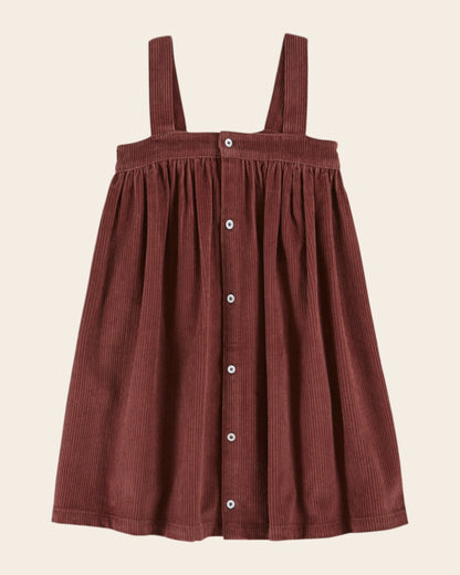 Robe - Bretelles velours cotelé violine