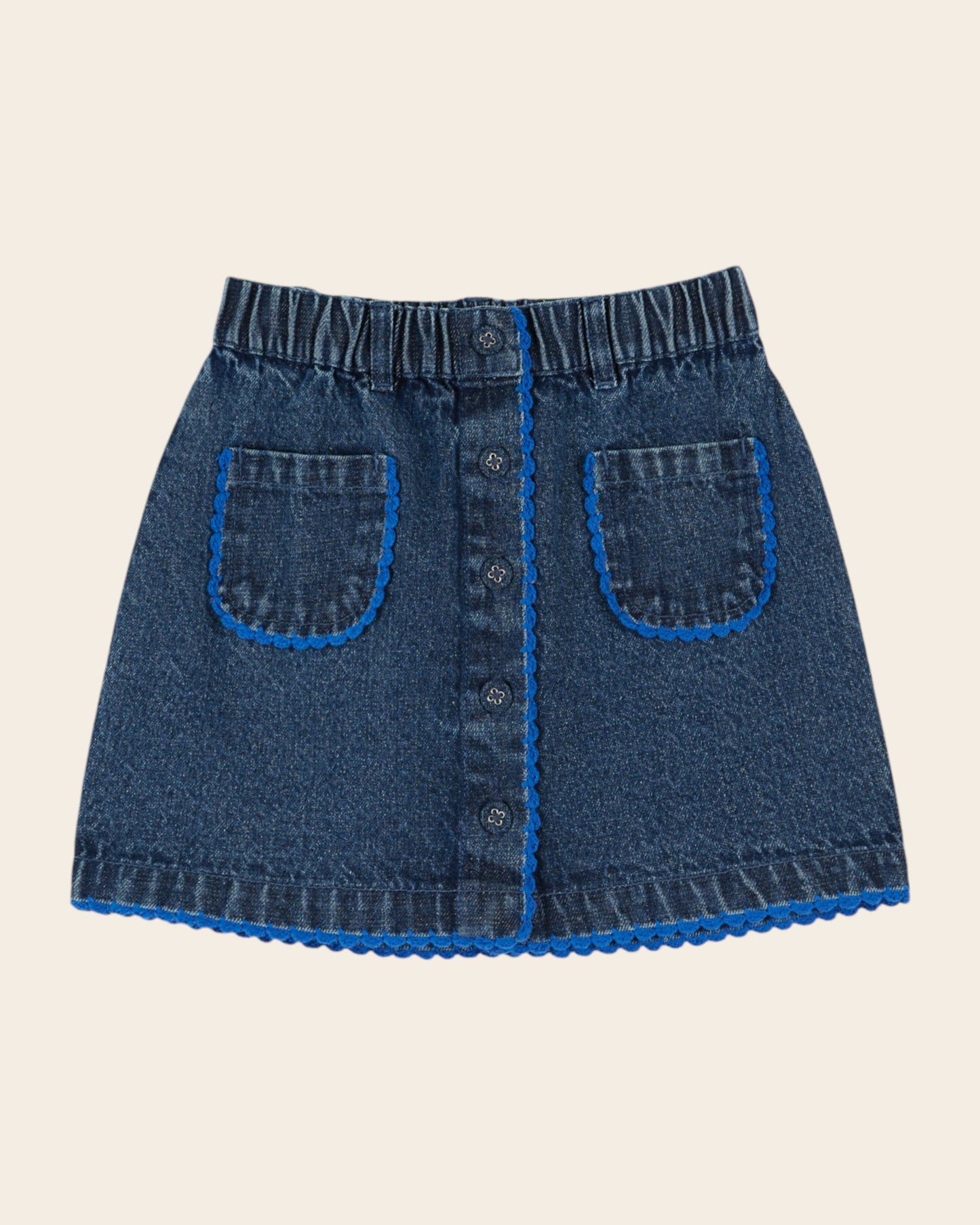 Jupe - Denim festonnée bleu