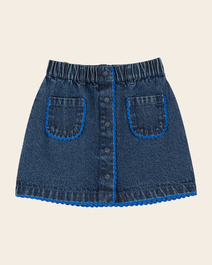 Jupe - Denim festonnée bleu