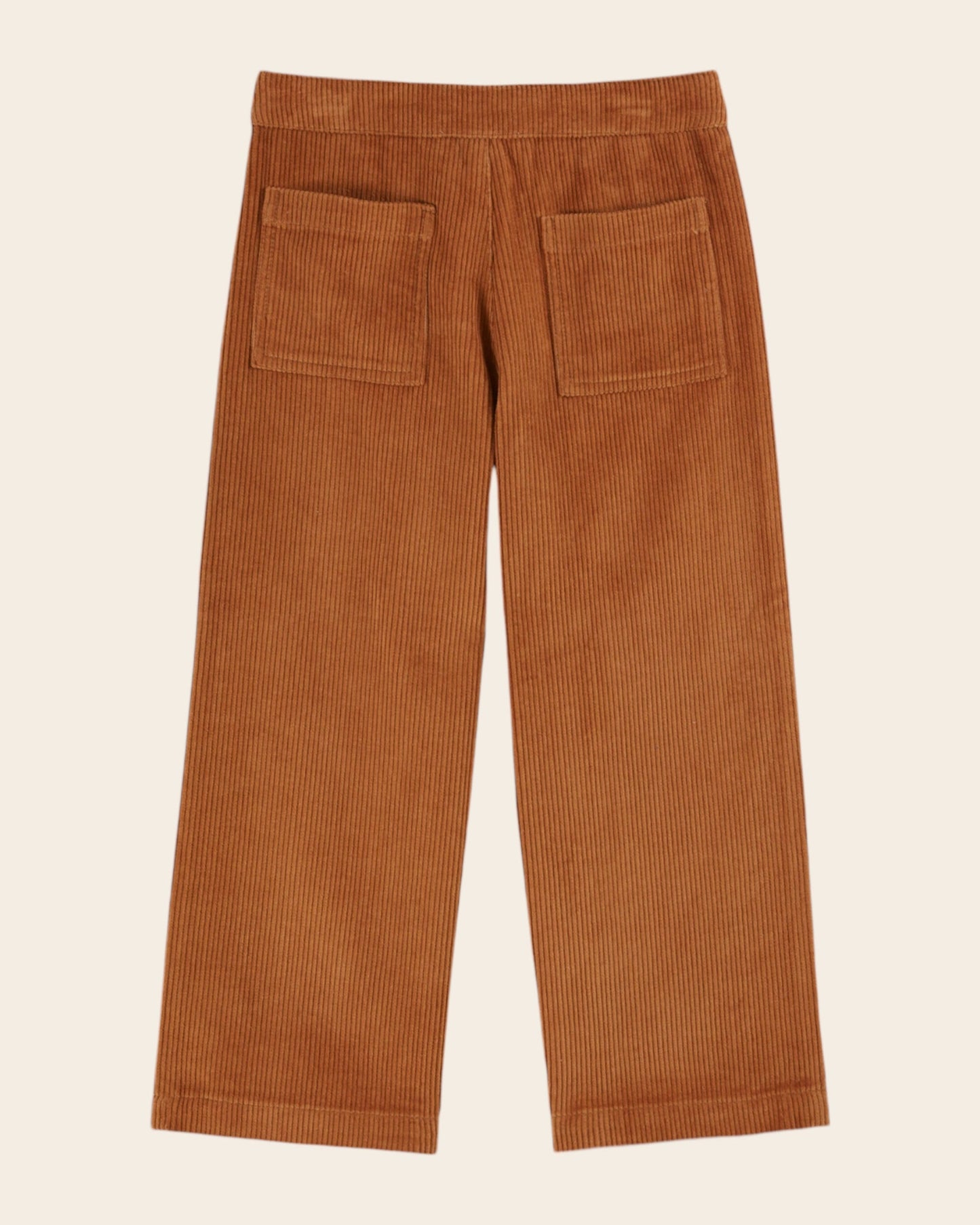 Pantalon - Velours poches fleurs caramel