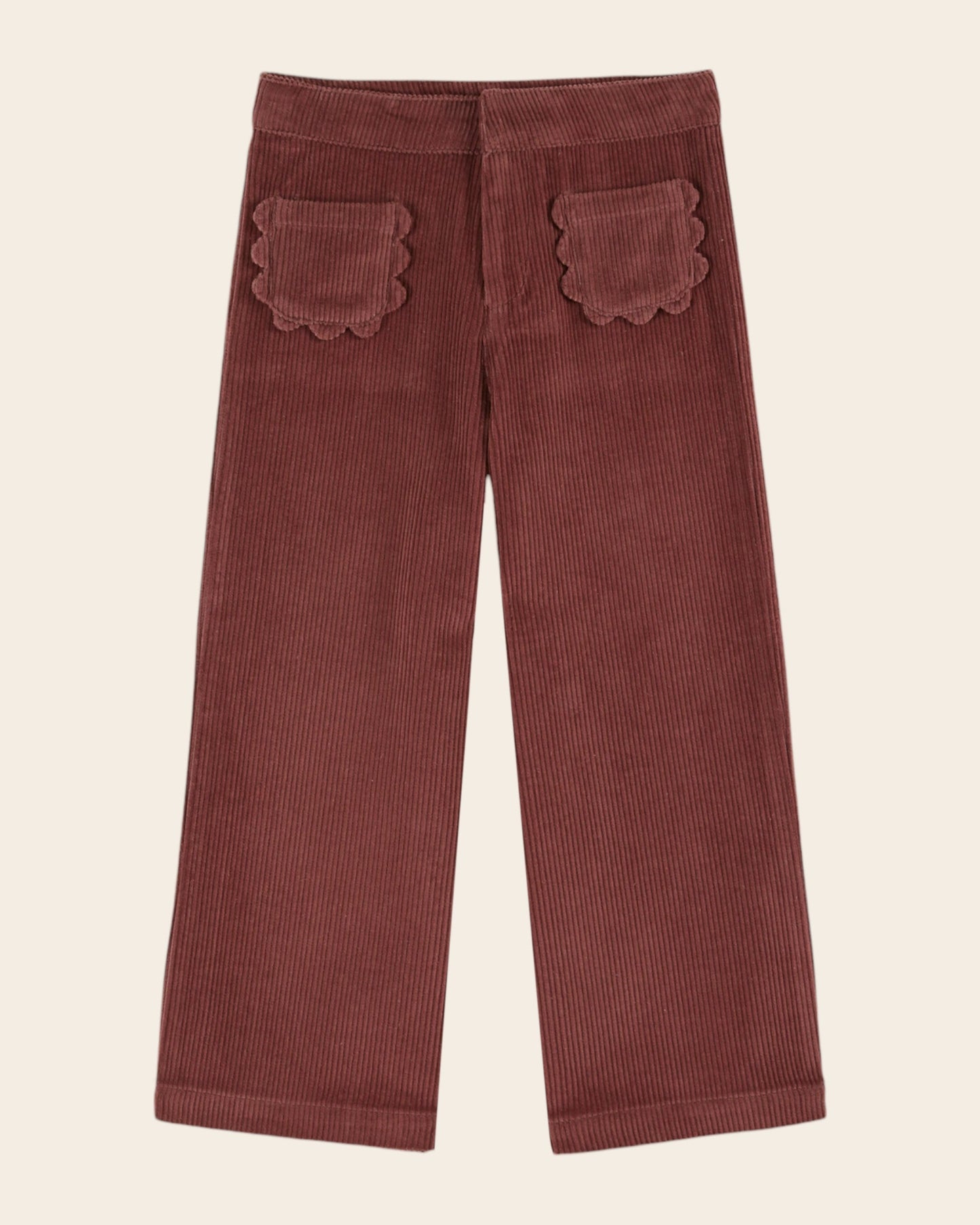 Pantalon - Velours poches fleurs violine