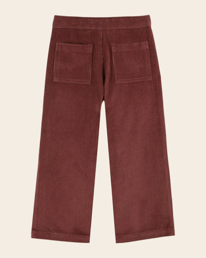Pantalon - Velours poches fleurs violine