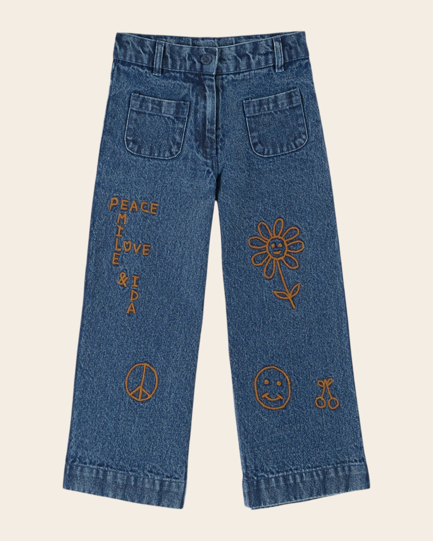 Pantalon - Brodé hippy denim