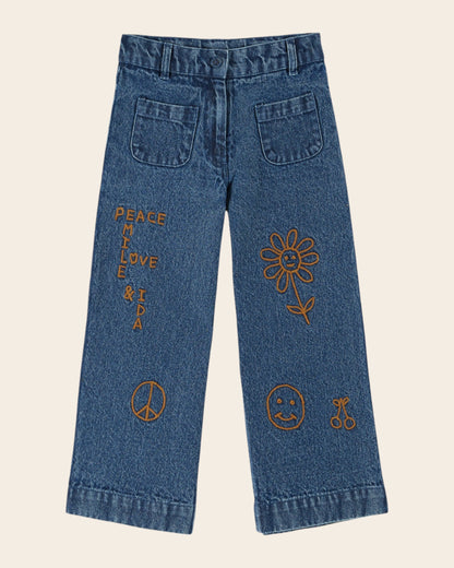 Pantalon - Brodé hippy denim