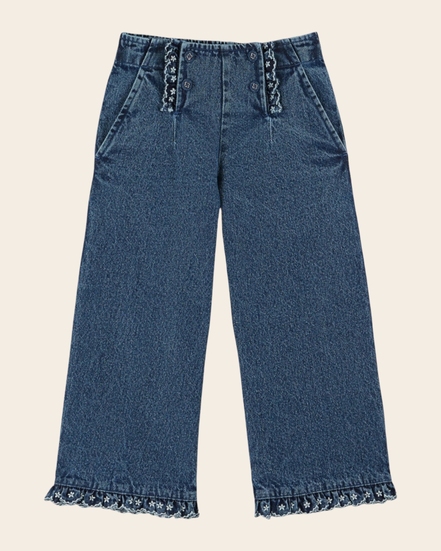 Pantalon à pont - Brodé denim
