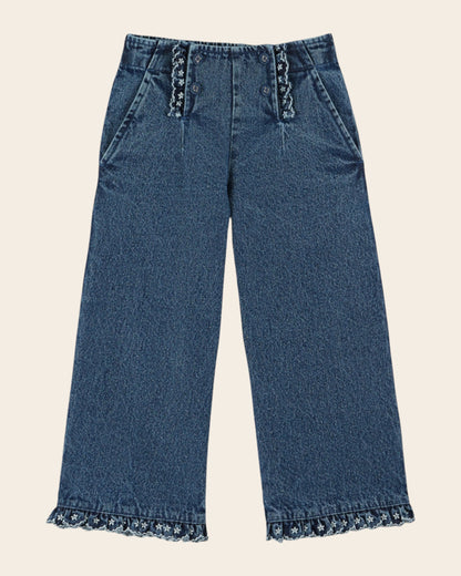 Pantalon à pont - Brodé denim