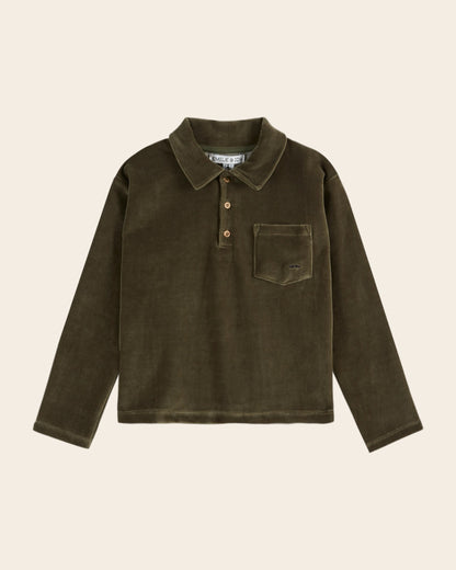 Polo velours éponge olive