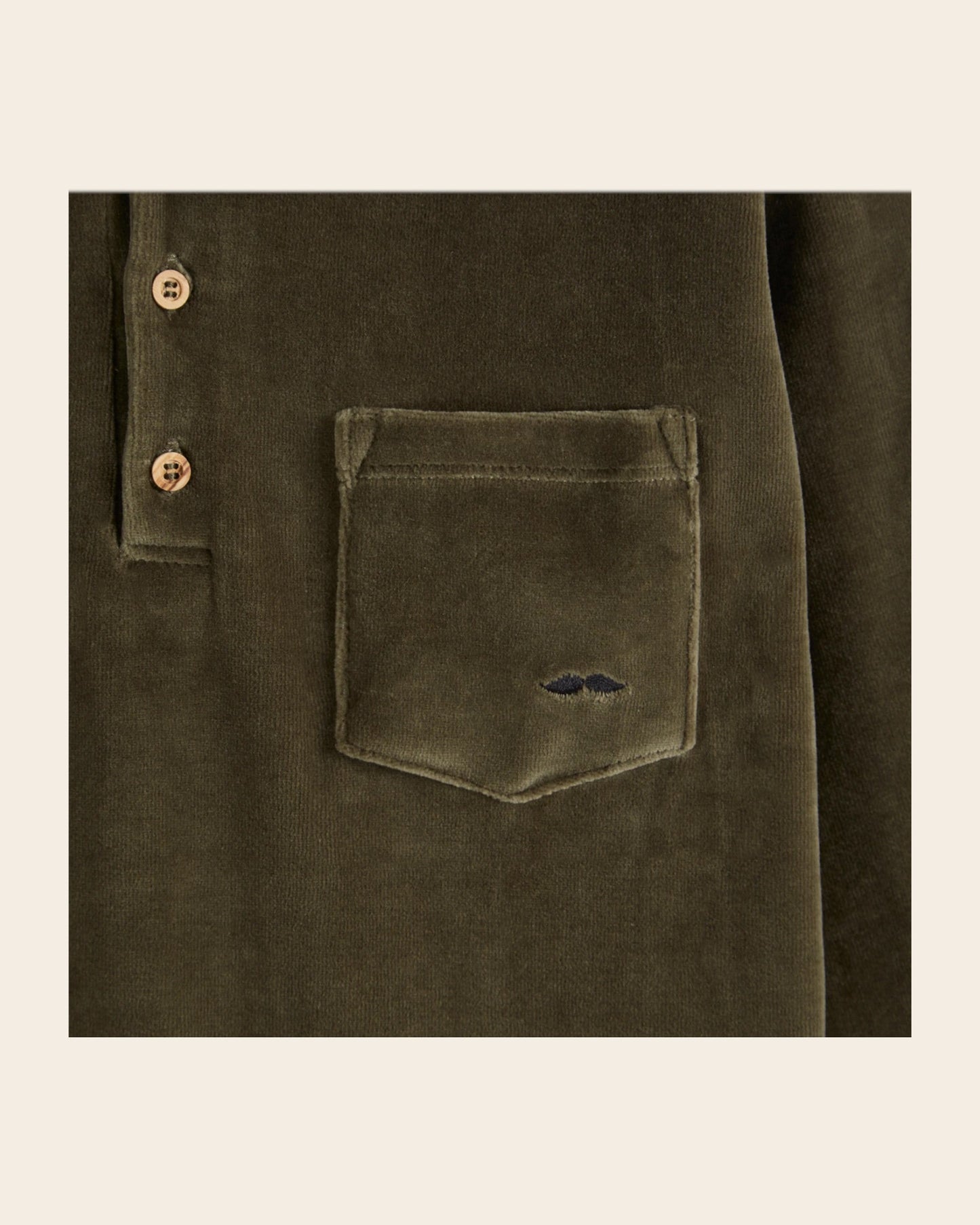 Polo velours éponge olive