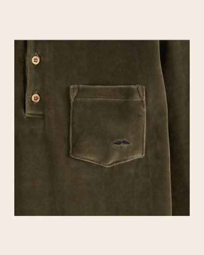 Polo velours éponge olive