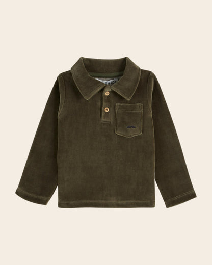 Polo velours éponge olive