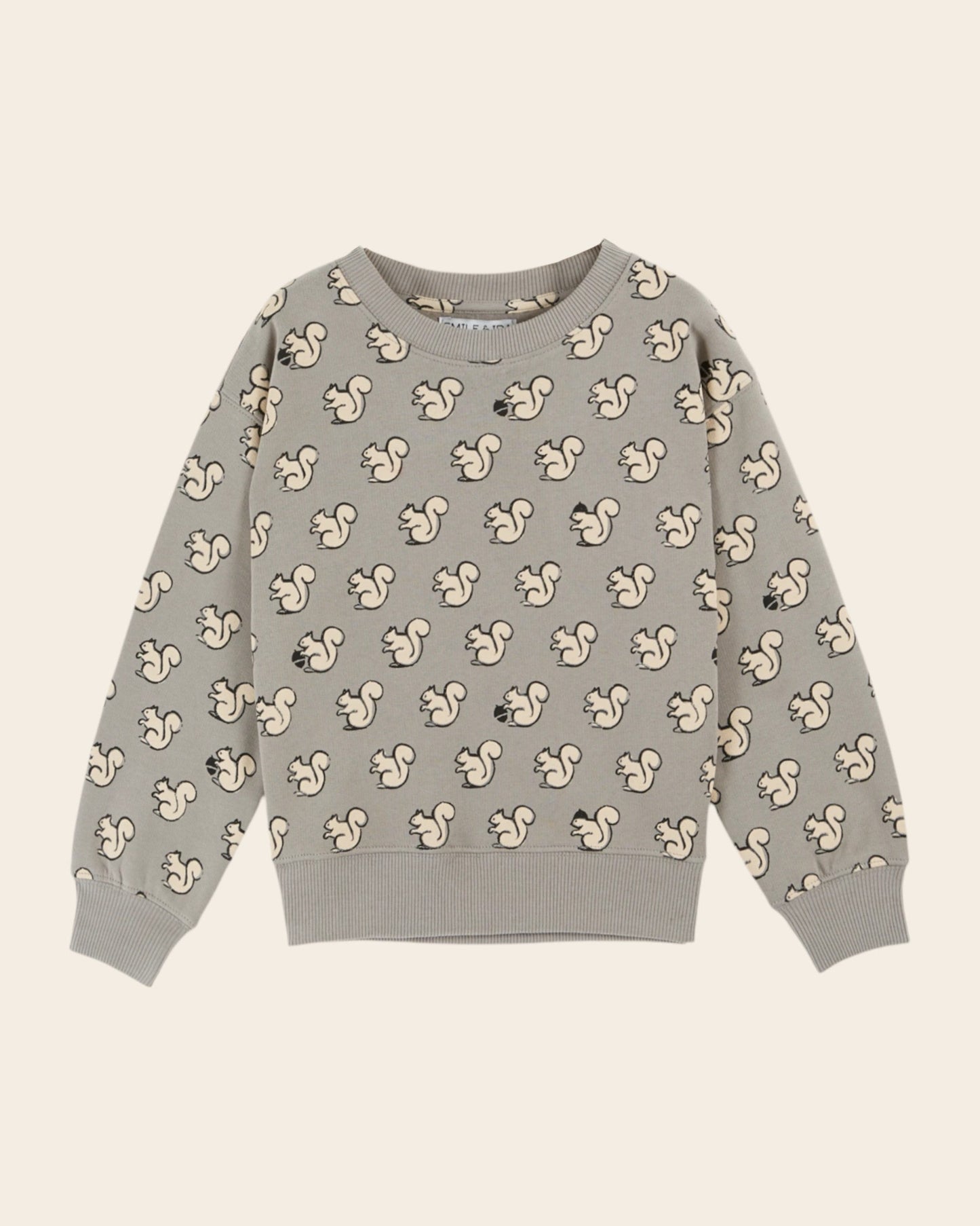 Sweat - Écureuils coton bio gris clair