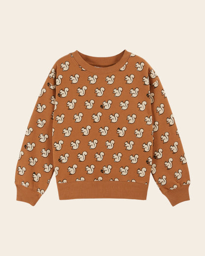 Sweat - Écureuils coton bio caramel