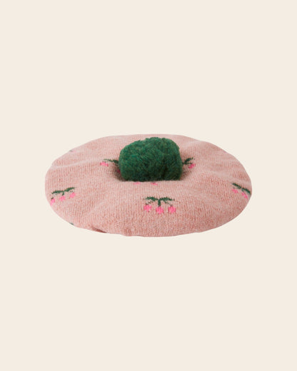 Béret - Cerise rose et vert