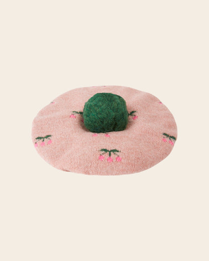 Béret - Cerise rose et vert