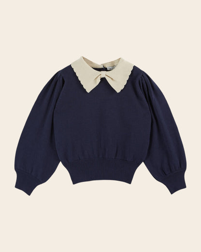 Pull - Col Pierrot coton bio marine