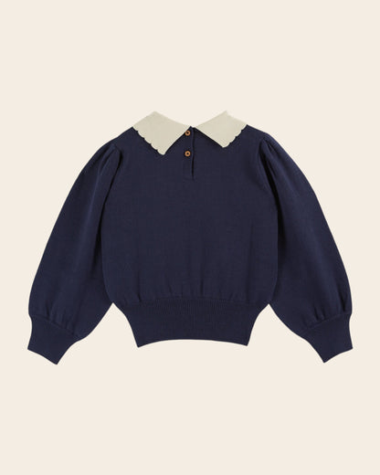 Pull - Col Pierrot coton bio marine