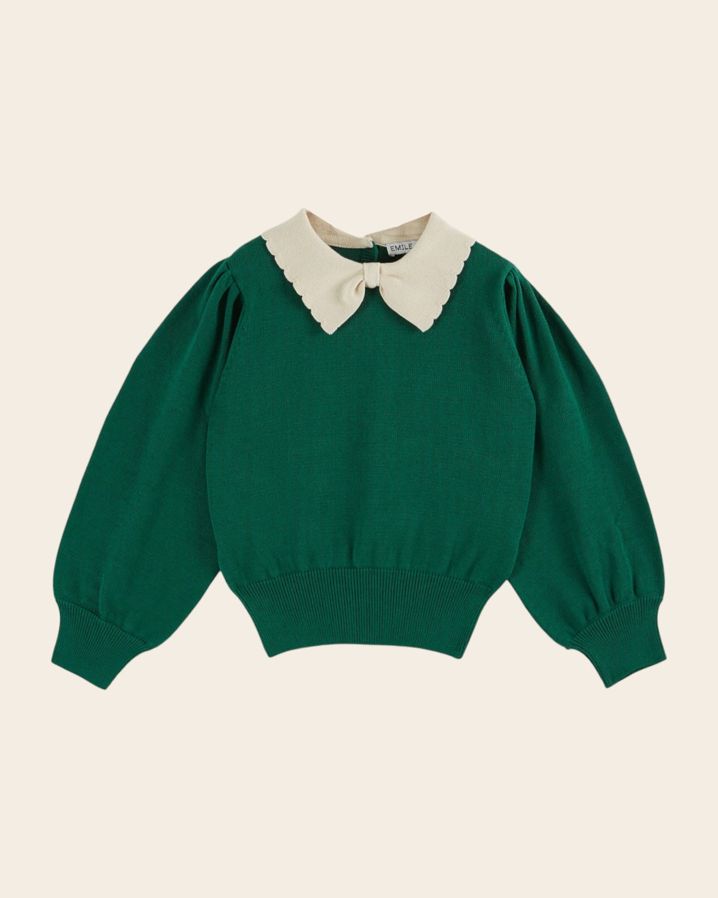 Pull col Pierrot coton bio vert
