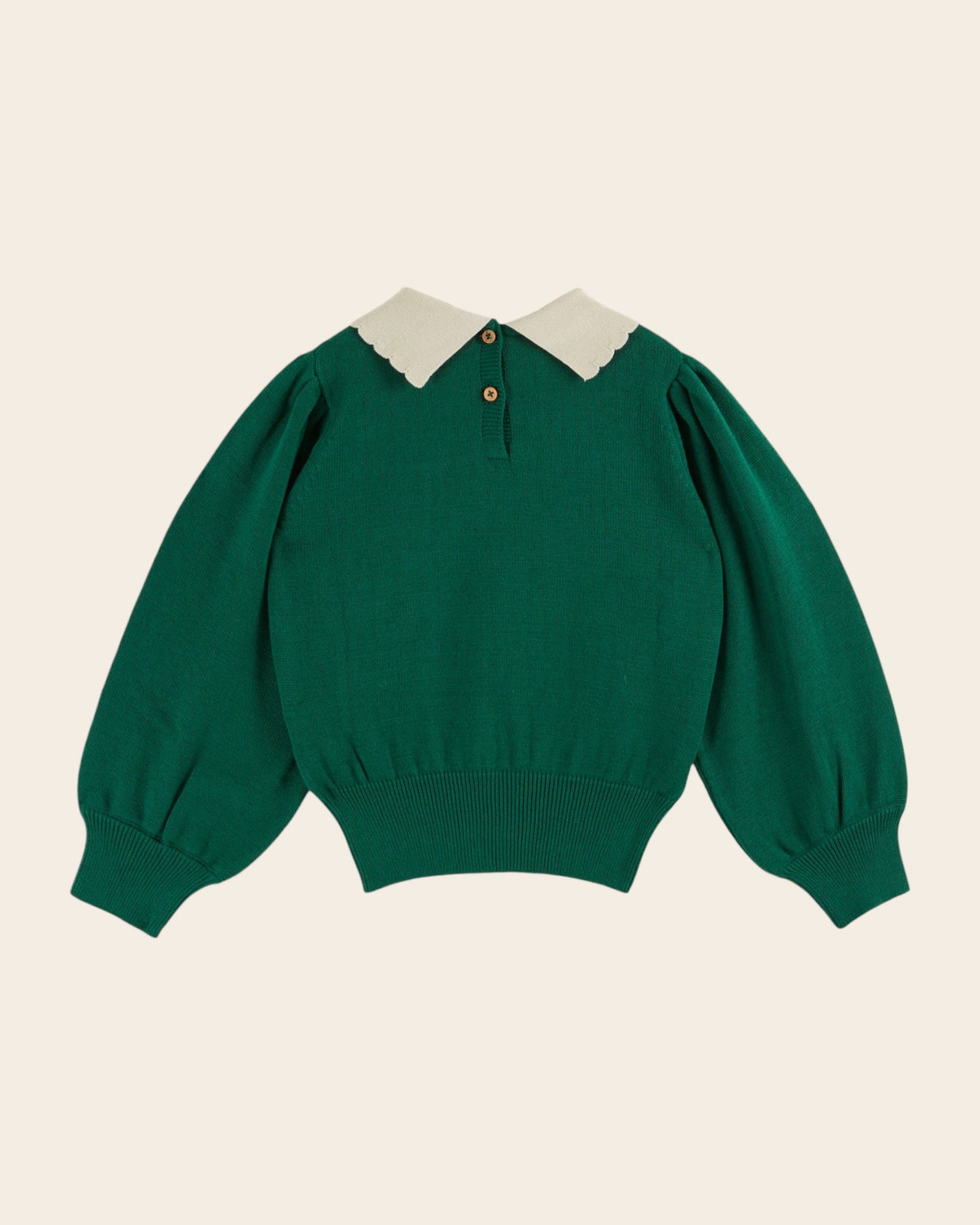 Pull col Pierrot coton bio vert