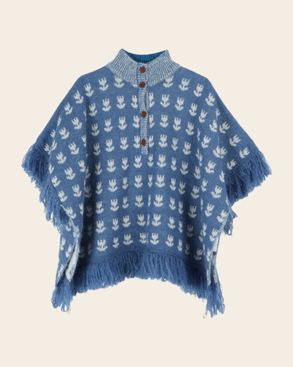 Poncho - Tulipes bleu