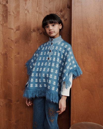 Poncho - Tulipes bleu