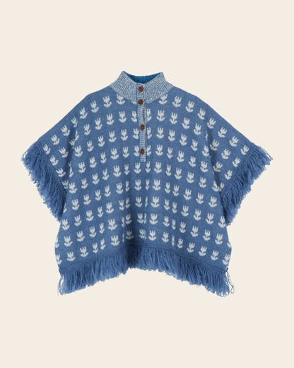 Poncho - Tulipes bleu