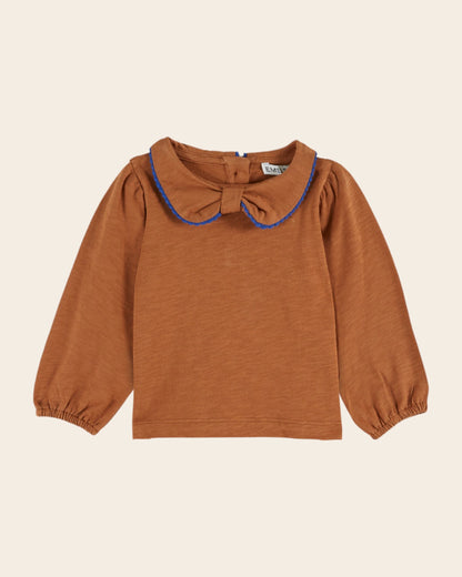 T-shirt - Col noeud coton bio caramel