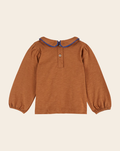 T-shirt - Col noeud coton bio caramel