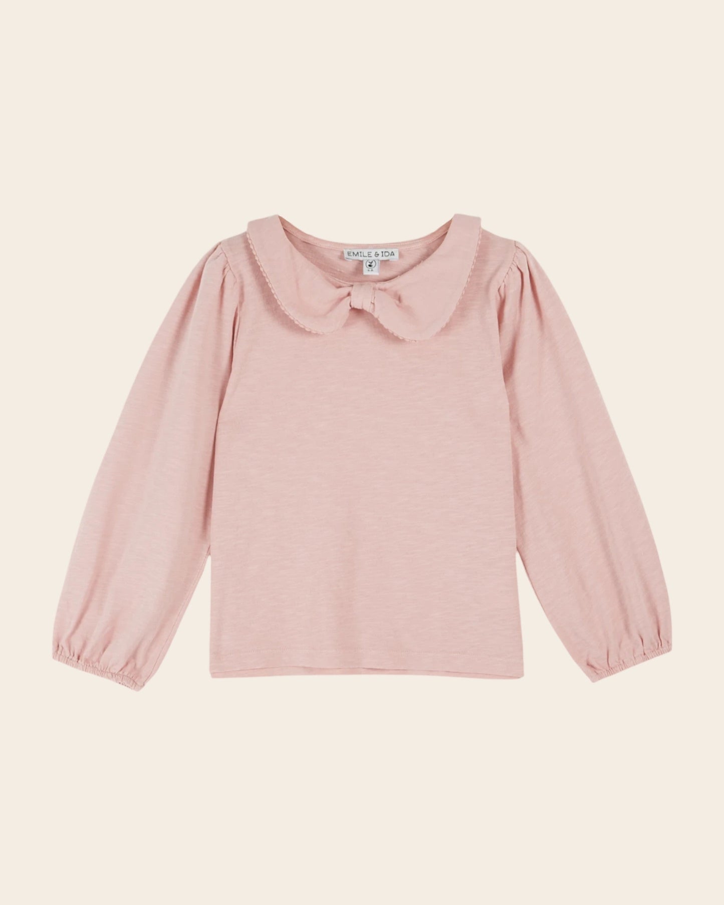 T-shirt - Col noeud coton bio rose