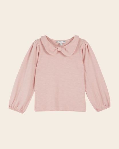 T-shirt - Col noeud coton bio rose