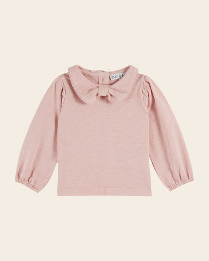 T-shirt - Col noeud coton bio rose