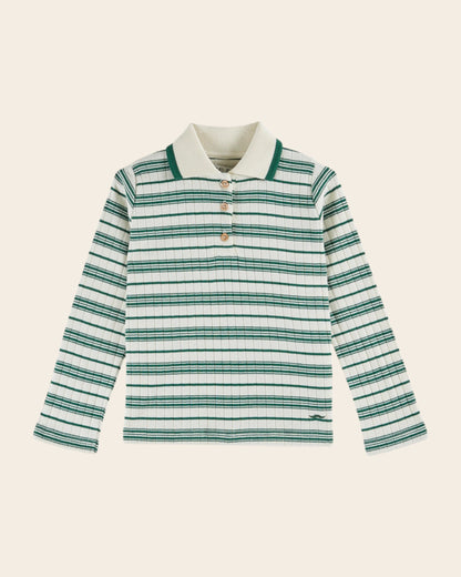 Polo - Rayures coton bio vert
