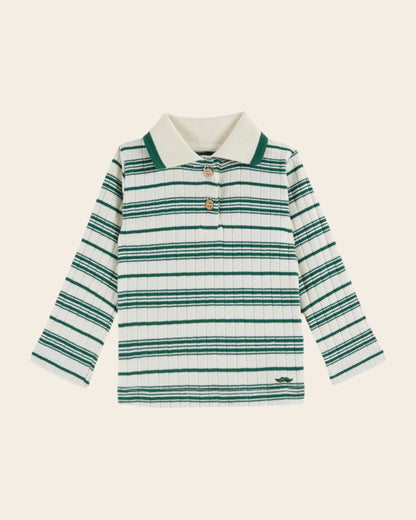 Polo - Rayures coton bio vert