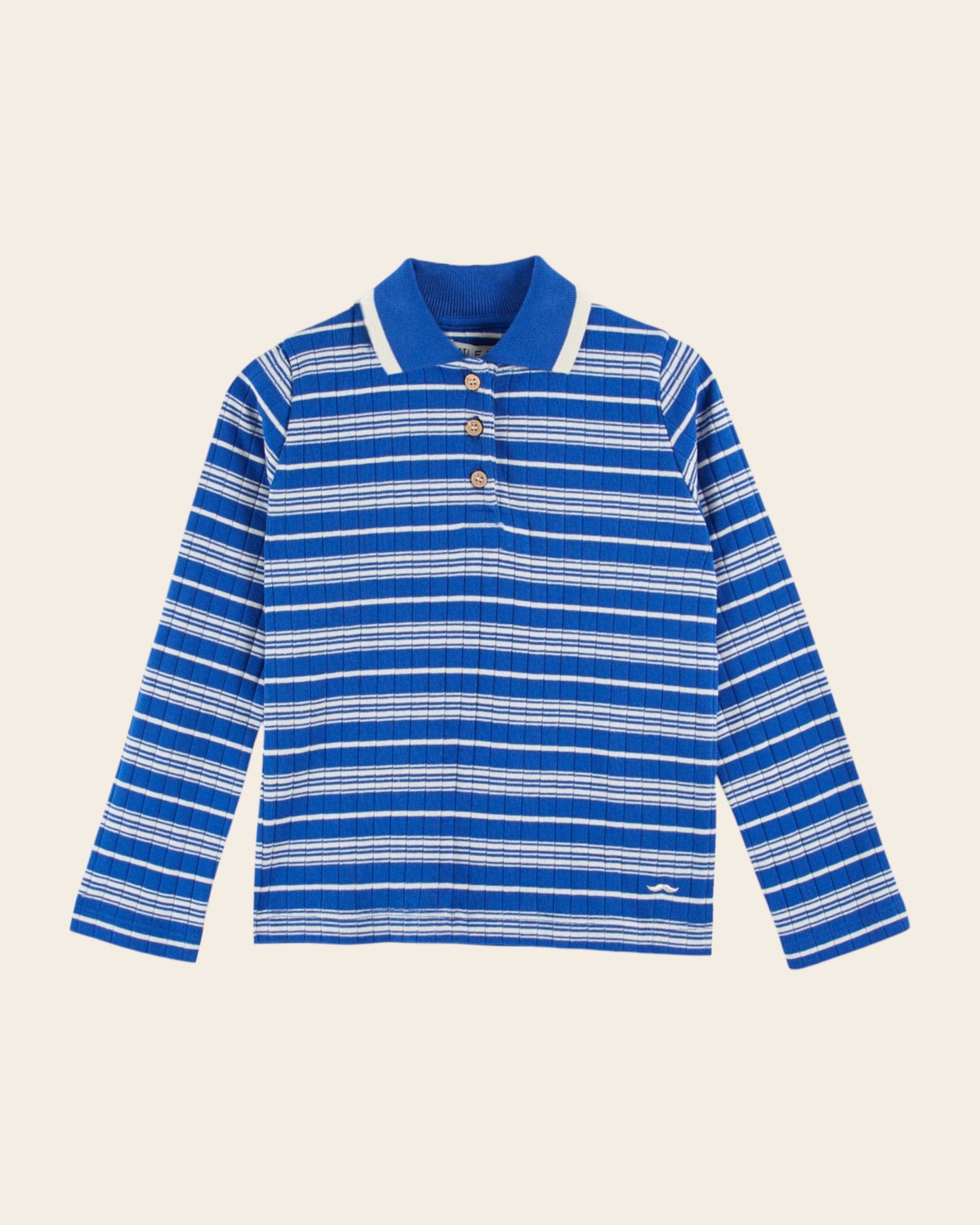 Polo - Rayures coton bio bleu royal