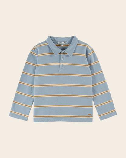 Polo molleton rayures coton bio bleu