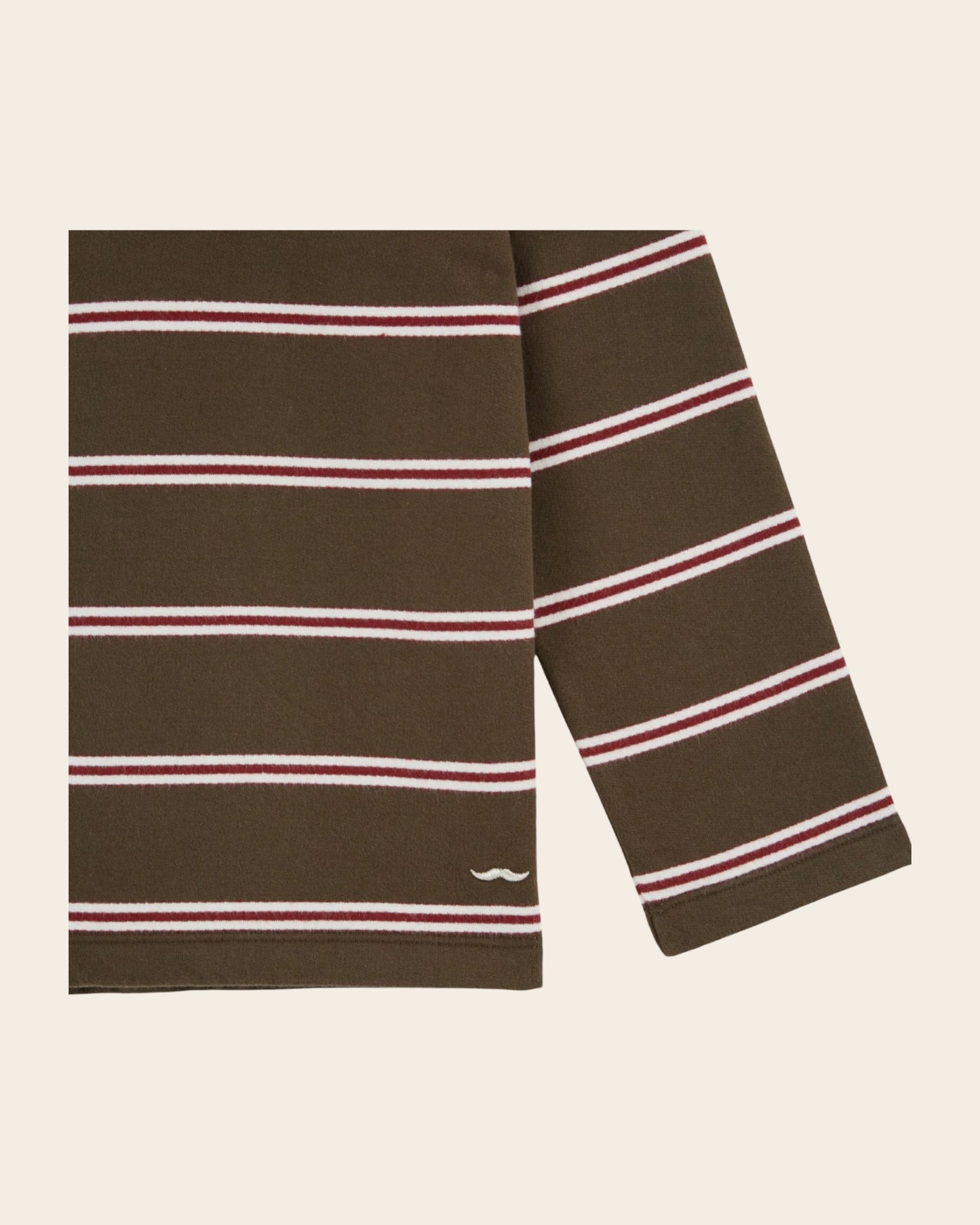 Polo - Molleton rayures coton bio kaki
