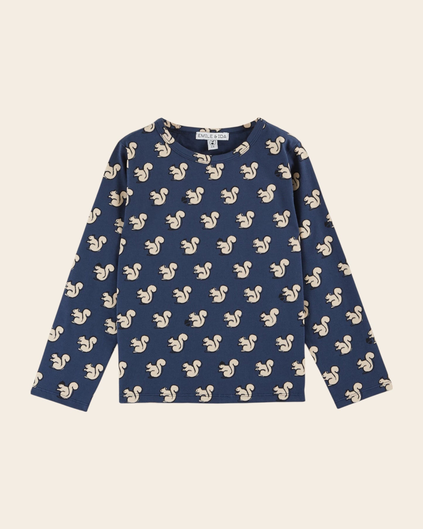 T-shirt - Écureuils coton bio bleu nuit