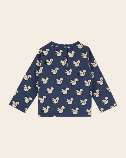 T-shirt - Écureuils coton bio bleu nuit