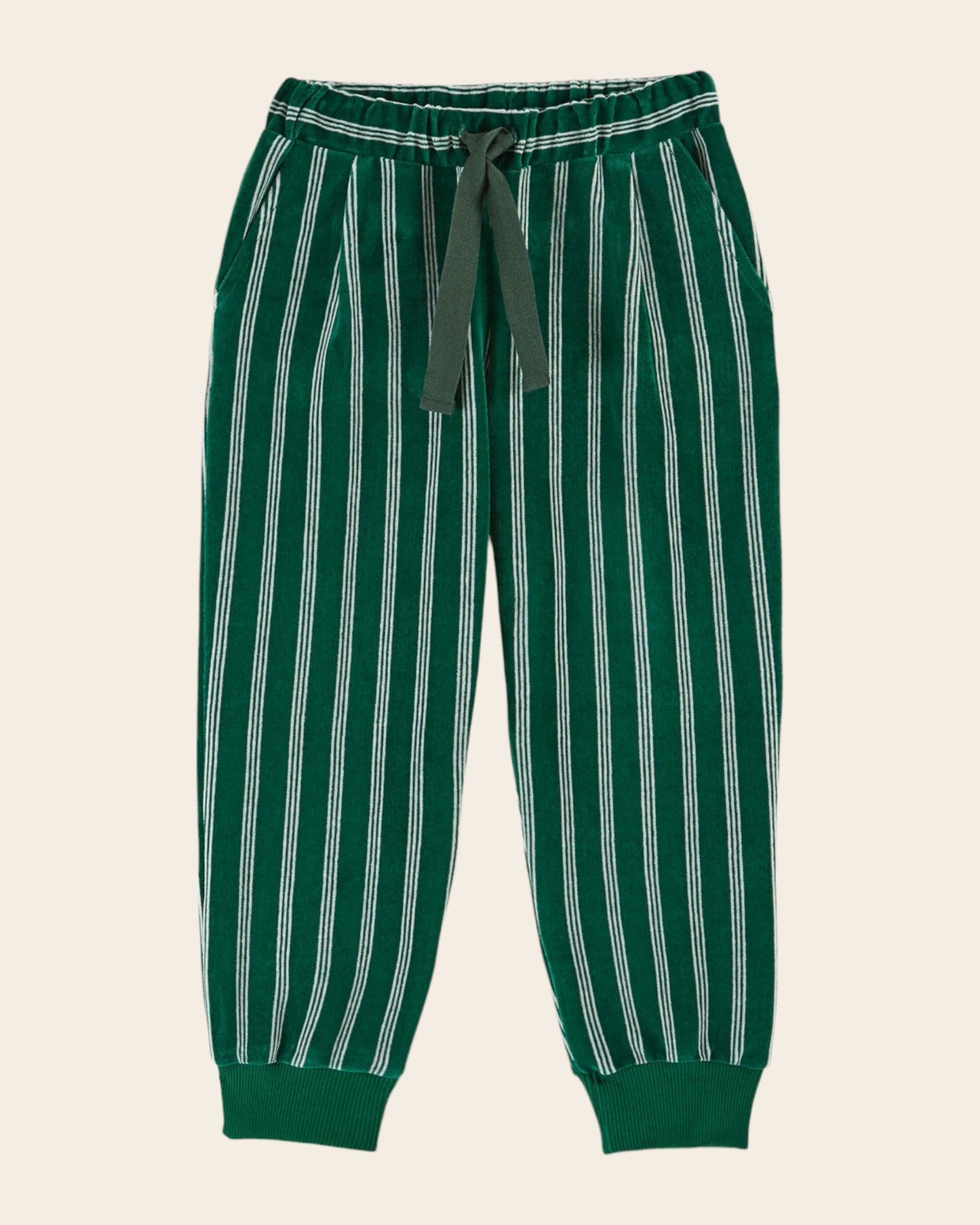 Jogger - Velours rayures vert foncé