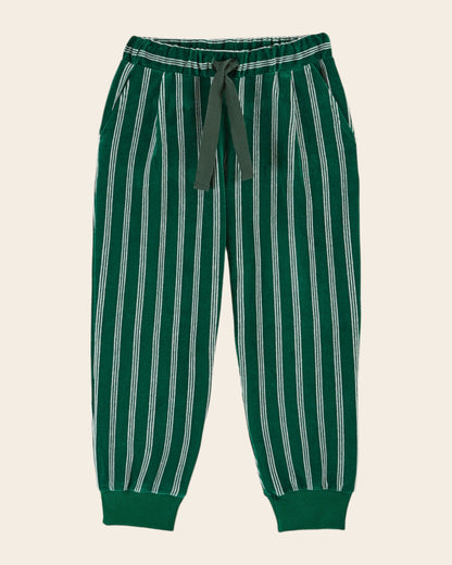 Jogger - Velours rayures vert foncé