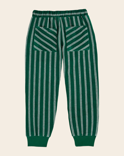 Jogger - Velours rayures vert foncé
