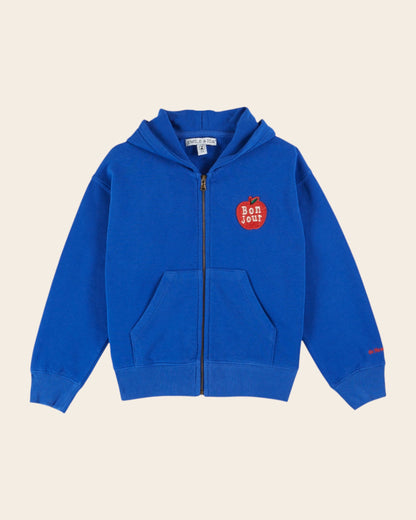 Sweat zippé - Coton bio bleu royal