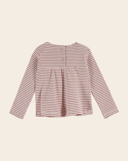 T-shirt coton bio rayures rose
