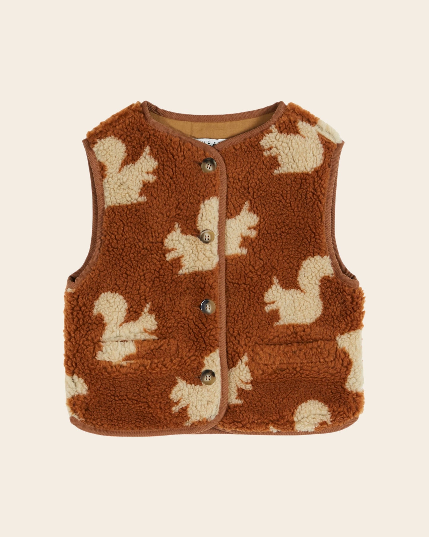 Veste sans manches enfant - Sherpa écureuils marron