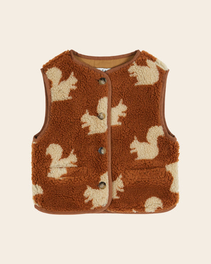 Veste sans manches enfant - Sherpa écureuils marron
