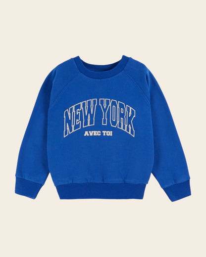 Sweat - New York enfant coton bio bleu royal