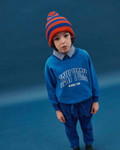 Sweat - New York enfant coton bio bleu royal