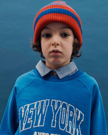 Sweat - New York enfant coton bio bleu royal
