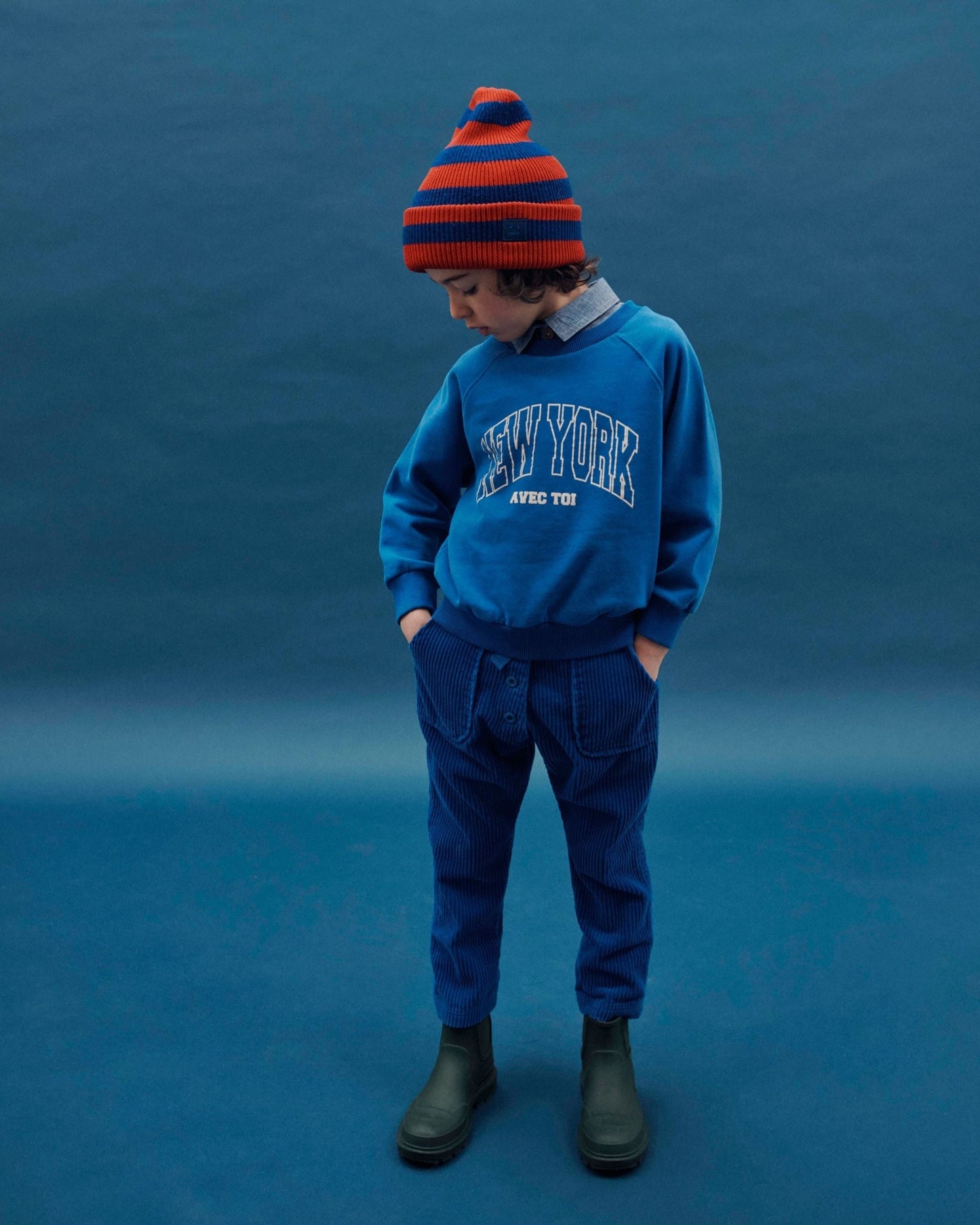 Sweat - New York enfant coton bio bleu royal
